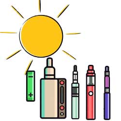 Batterie ecigarette et soleil