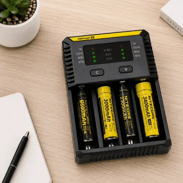 CHARGEUR NITECORE 4 ACCU 18650 E-CIGARETTE CHARGEUR NITECORE 4 ACCU 18650 E-CIGARETTE