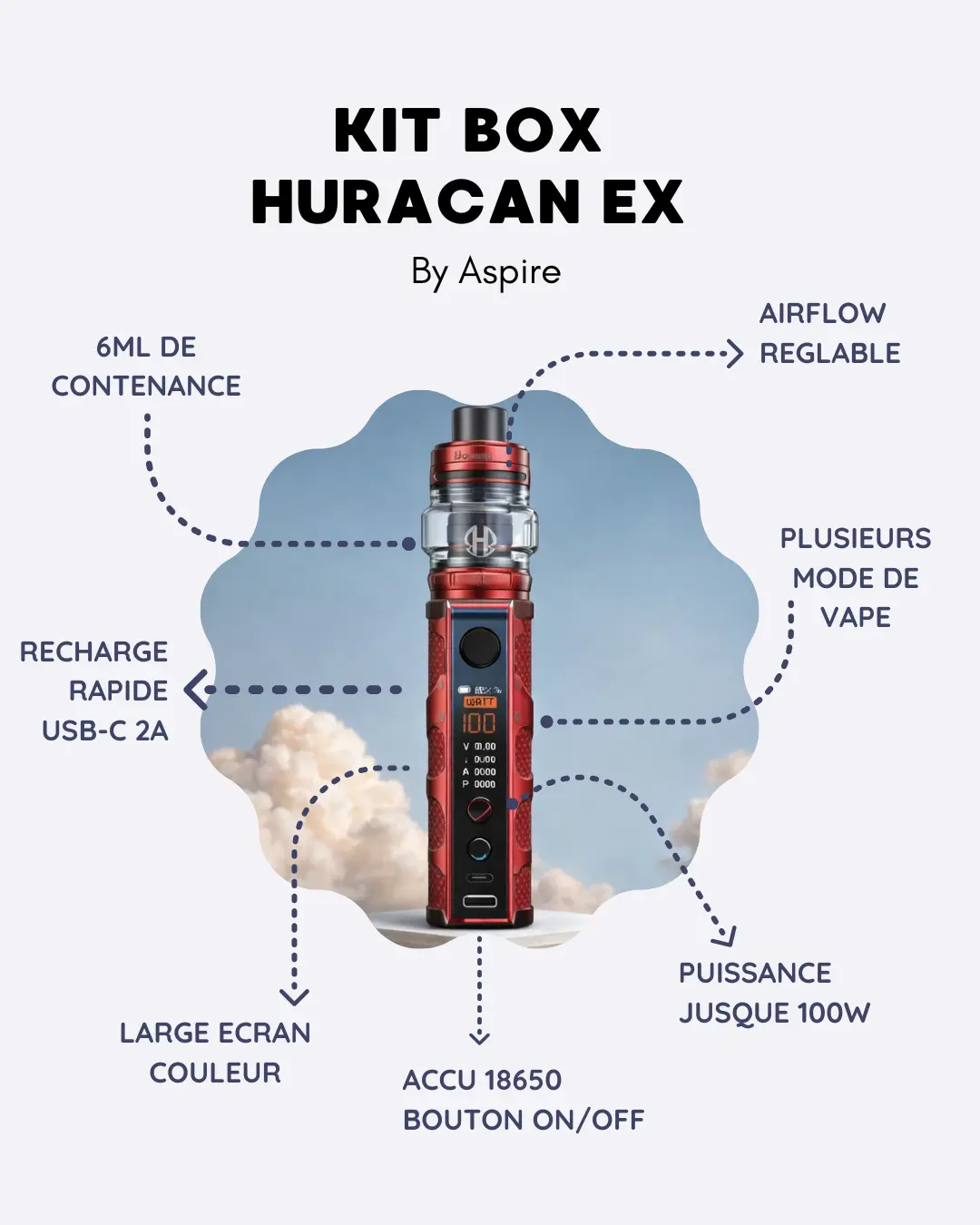 CIGARETTE ELECTRONIQUE ASPIRE HURACAN EX